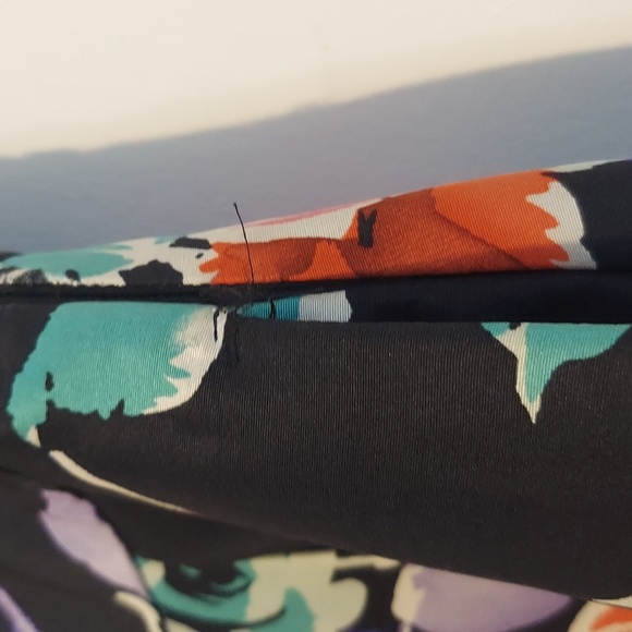 Express Design Studio Silk Floral A-Line Midi Skirt Sz 4 Black Red Purple Green - Picture 7 of 16